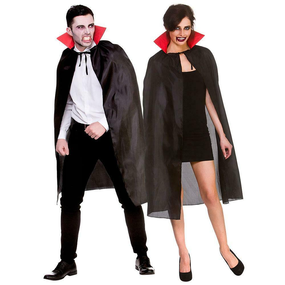 Adults Black Vampire Cape High Collar Black Red Halloween Fancy Dress