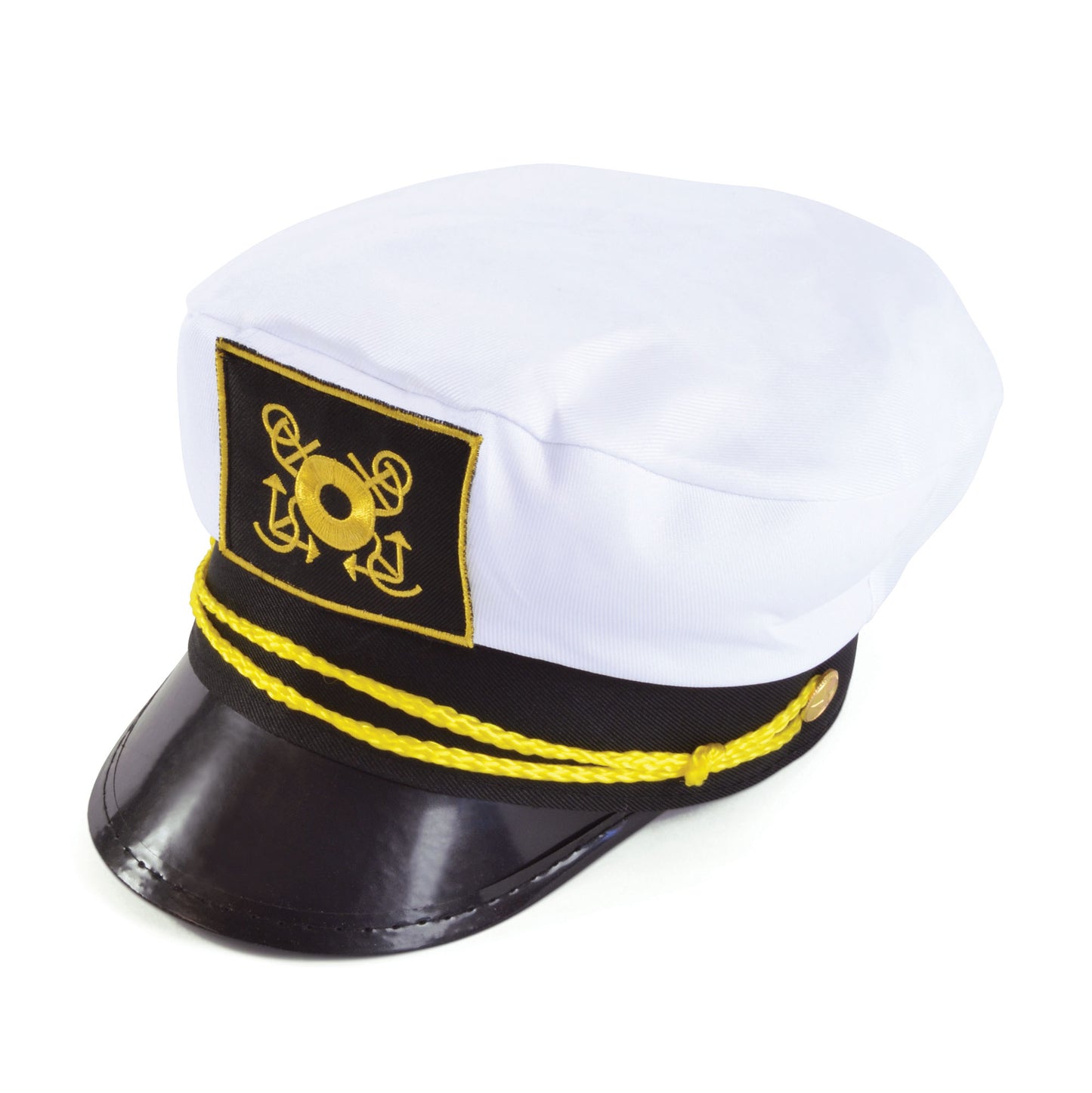 Adults Captain's Cap Naval White Hat with Peak Fancy Dress Accessory New