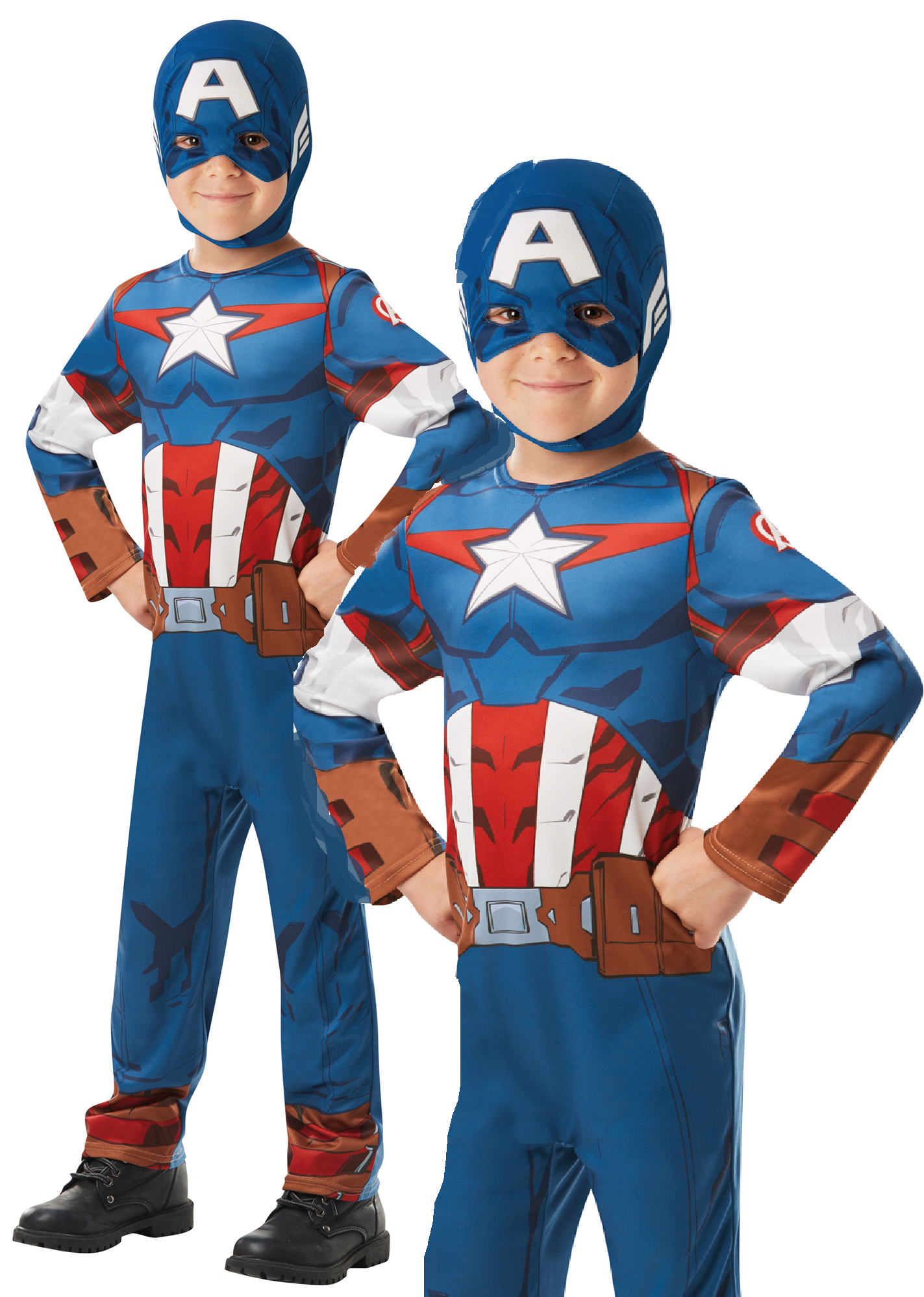 Captain America Kids Fancy Dress Official Costume Marvel Superhero Boys Girls