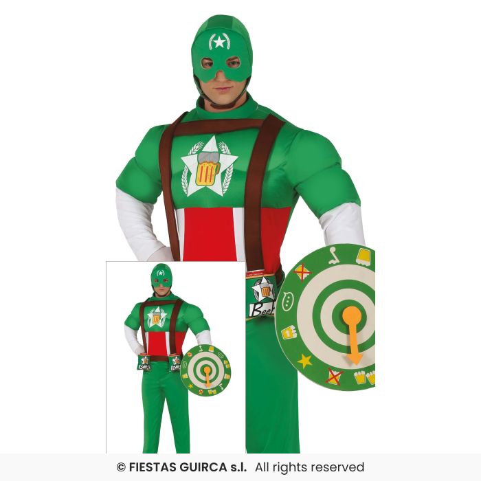 Captain Beer Mens Novelty Fun Padded Superhero Fancy Dress Costume Adults