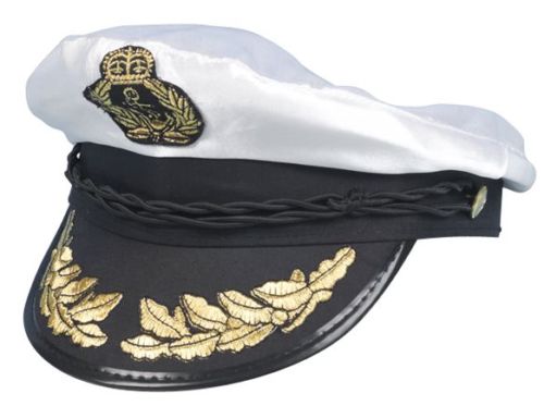 Sailor White Captain Hat Navy Officer Cap Adult Party Fancy Dress