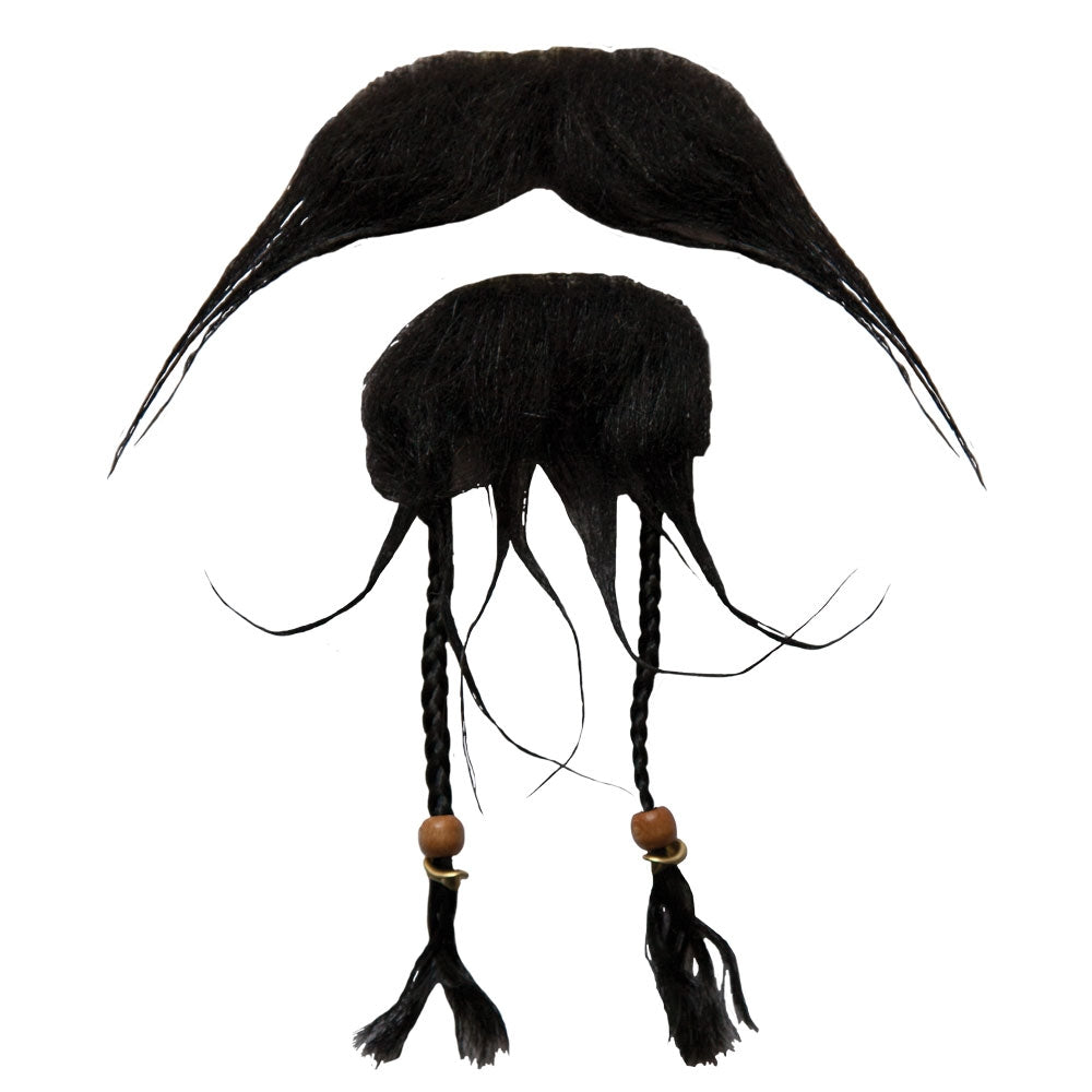 Caribbean PIrate Beard & Tash Set Mens Ladies Pirates Fancy Dress Moustache