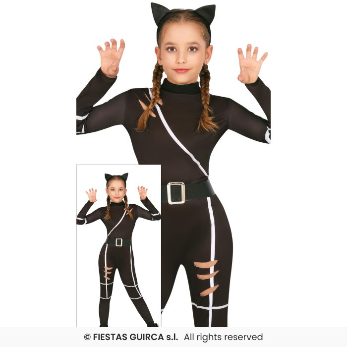 Girls Cat Costume Black Cat Halloween Kids Fancy Dress Costume Age 3-12