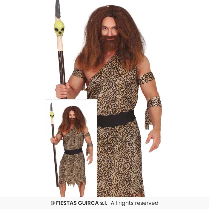 Caveman Costume Mens Pre Historic Fancy Dress Outfit Adults Stone Age Medium-XXL