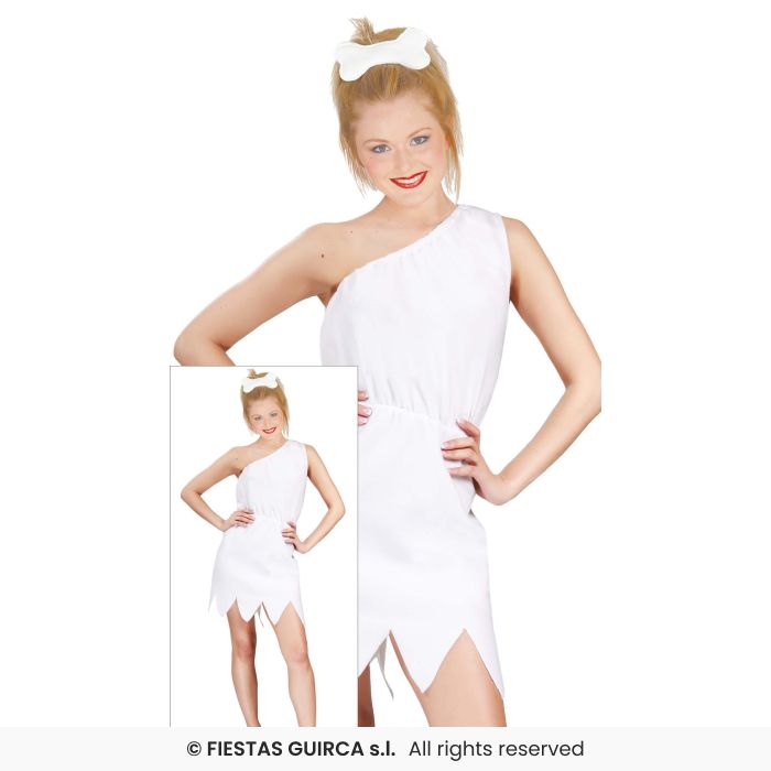 Cavewoman Ladies Pre Historical Fancy Dress Stone Age Costume Adults Outfit White