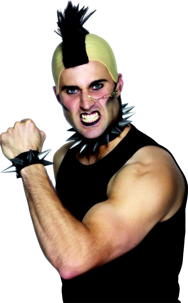 Adults Punk Choker + Wristband Adults Rock N Roll Fancy Dress Rocker Accessory