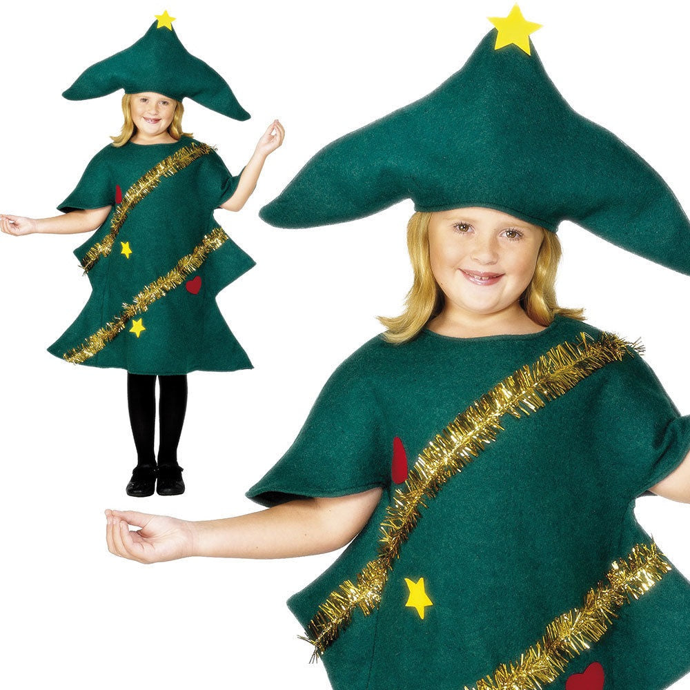 Child Christmas Tree Costume Childrens Girls Boys Fancy Dress Kids Xmas New