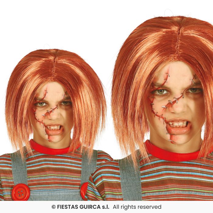 Kids Killer Doll Wig Orange Auburn Childs Halloween Fancy Dress Wig