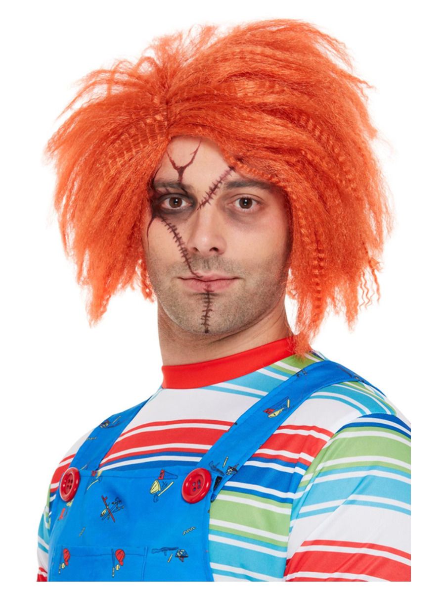 Adults Chucky Wig Halloween Fancy Dress Costume Accessory Orange Crimped Wig