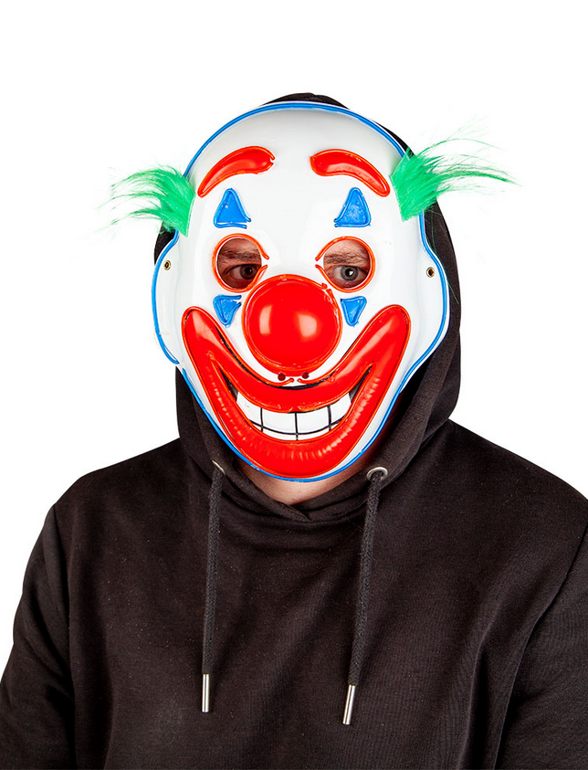 Happy Face E.L Clown Mask Light Up Halloween Scary Clown Mask Adults Fancy Dress