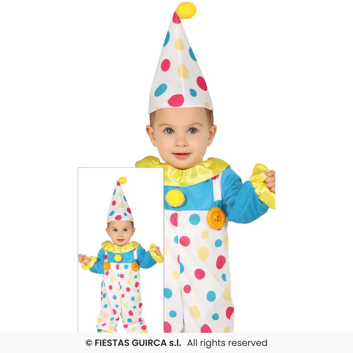 Clown With Spots Circus Clown Toddlers Fancy Dress Costume Boys Girls Age 1-3