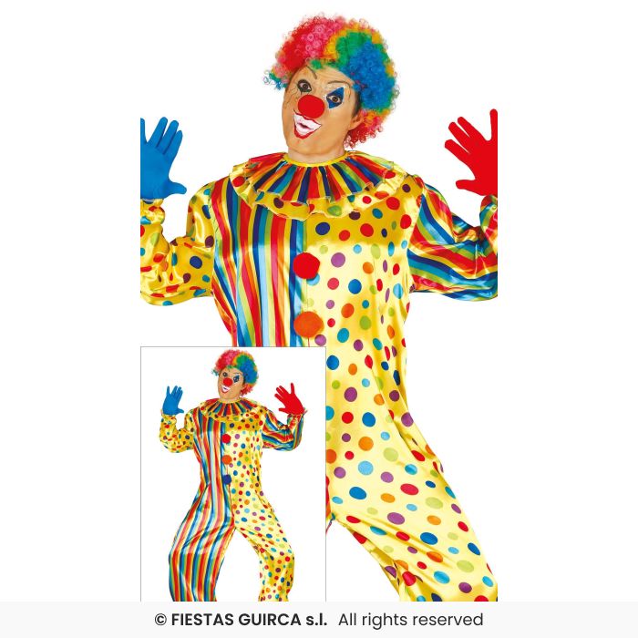 Mens Clown Costume Novelty Circus Clown Outfit Fancy Dress Adults M-XL