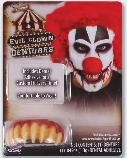 Funworld® Dentures Killer Clown Teeth Adults False Teeth Zombie Clown Fancy Dress