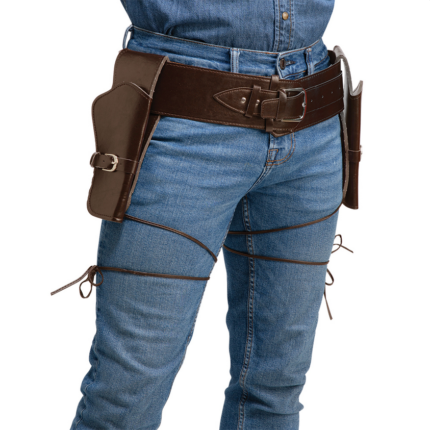 Cowboy Holster Fancy Dress Adults Brown 2 Holster Belt Wild West Rodeo
