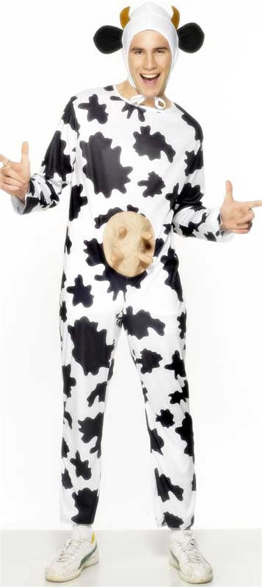 Black White Cow Jumpsuit Udders Adults Ladies Unisex Mens Fancy Dress Outfit
