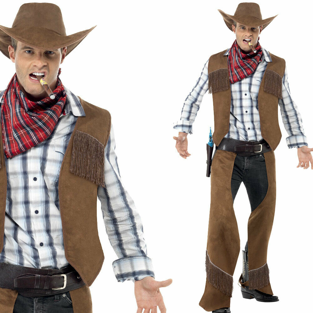 Fringe Cowboy Costume Deluxe Wild West Cowboy Fancy Dress Outfit Medium