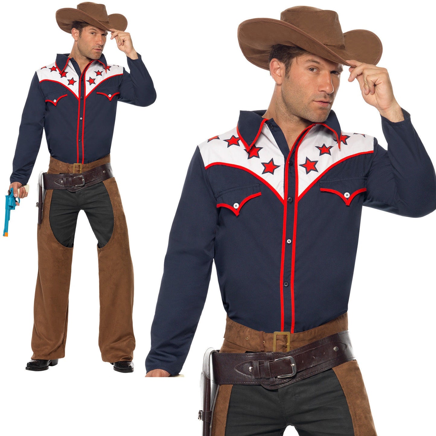 Rodeo Cowboy Costume Adult Mens Western Wild West Halloween Fancy Dress New