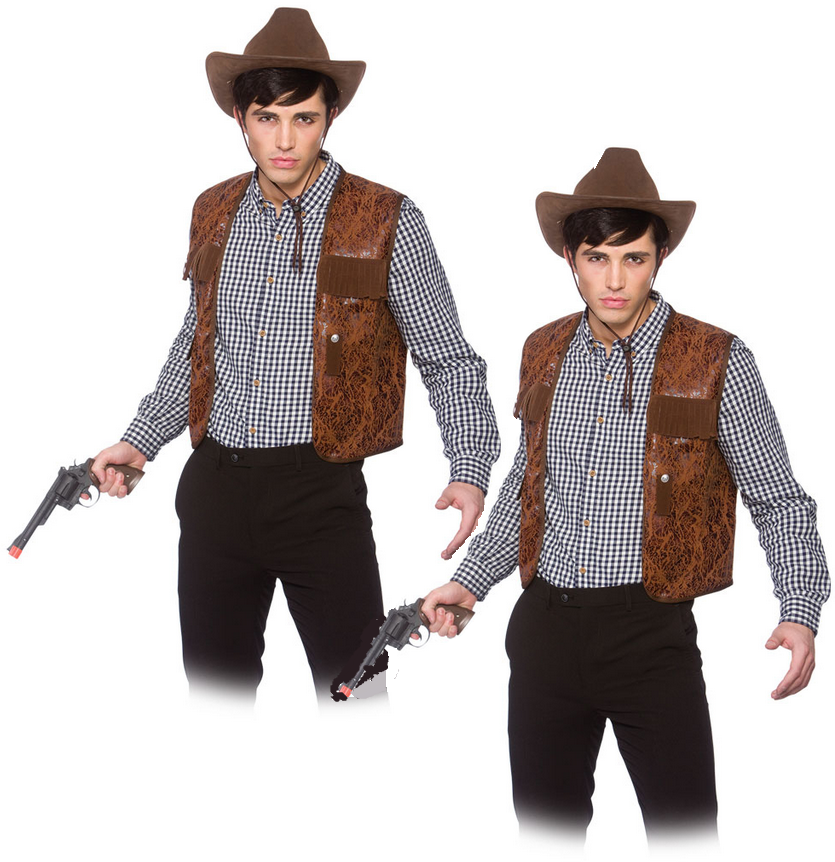 Cowboy Waistcoat Adults Western Wild West Cowgirl Fancy Dress Accessory