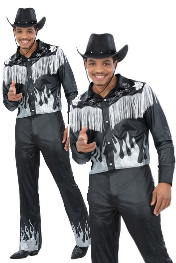 Glamorous Cowboy Costume Adults Western Wild West Fancy Dress Outfit Mens