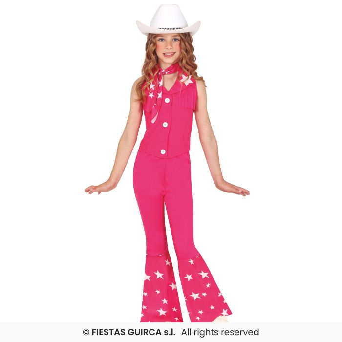 Pink Country Girl Costume Girls Cowboy Cowgirl Fancy Dress Outfit + Scarf Age 3-13