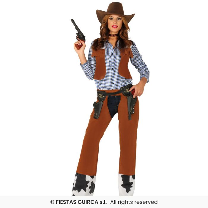 Traditional Cowgirl Costume Western Rodeo Ladies Fancy Dress Outfit Adults UK 8-18