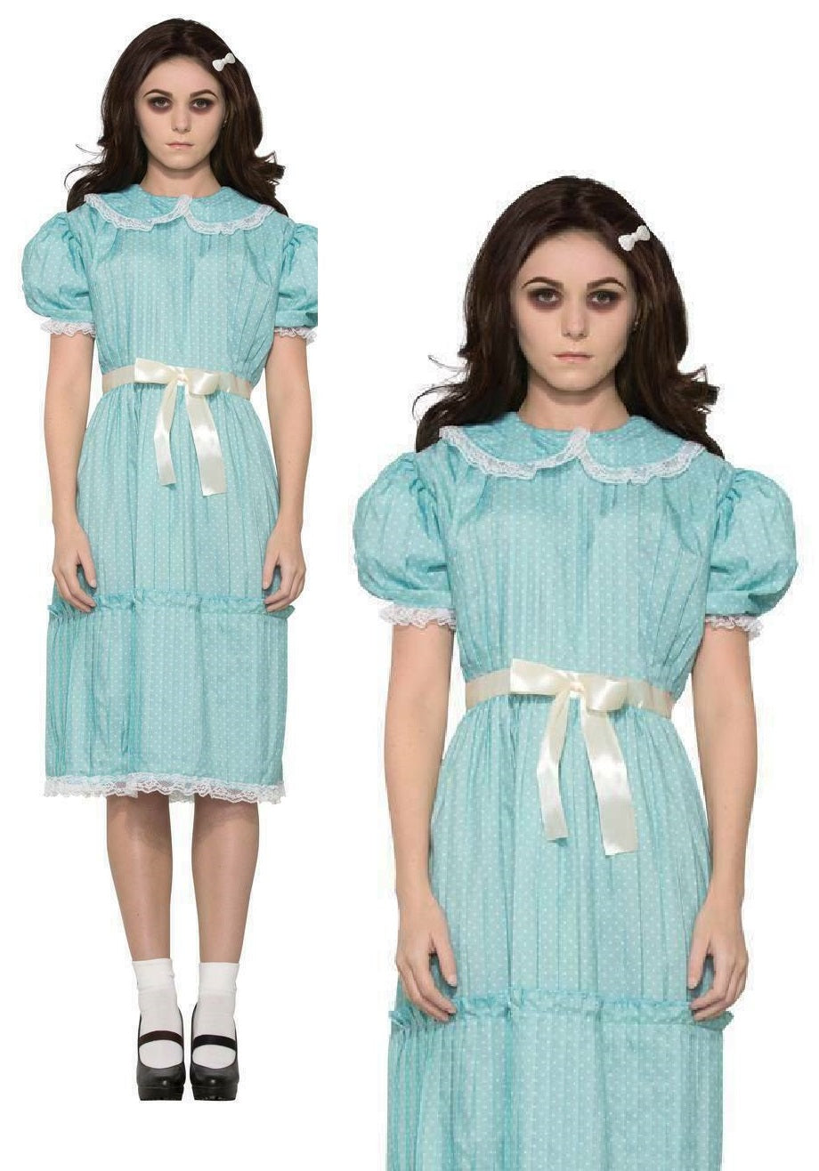 Twin Sister Ladies Costume Childs Creepy Halloween Fancy Dress Outfit Medium