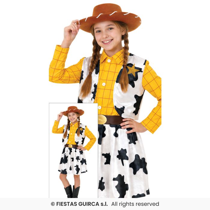 Yellow Rodeo Cowgirl Costume Western Cowboy Fancy Dress Outfit Age 5-12