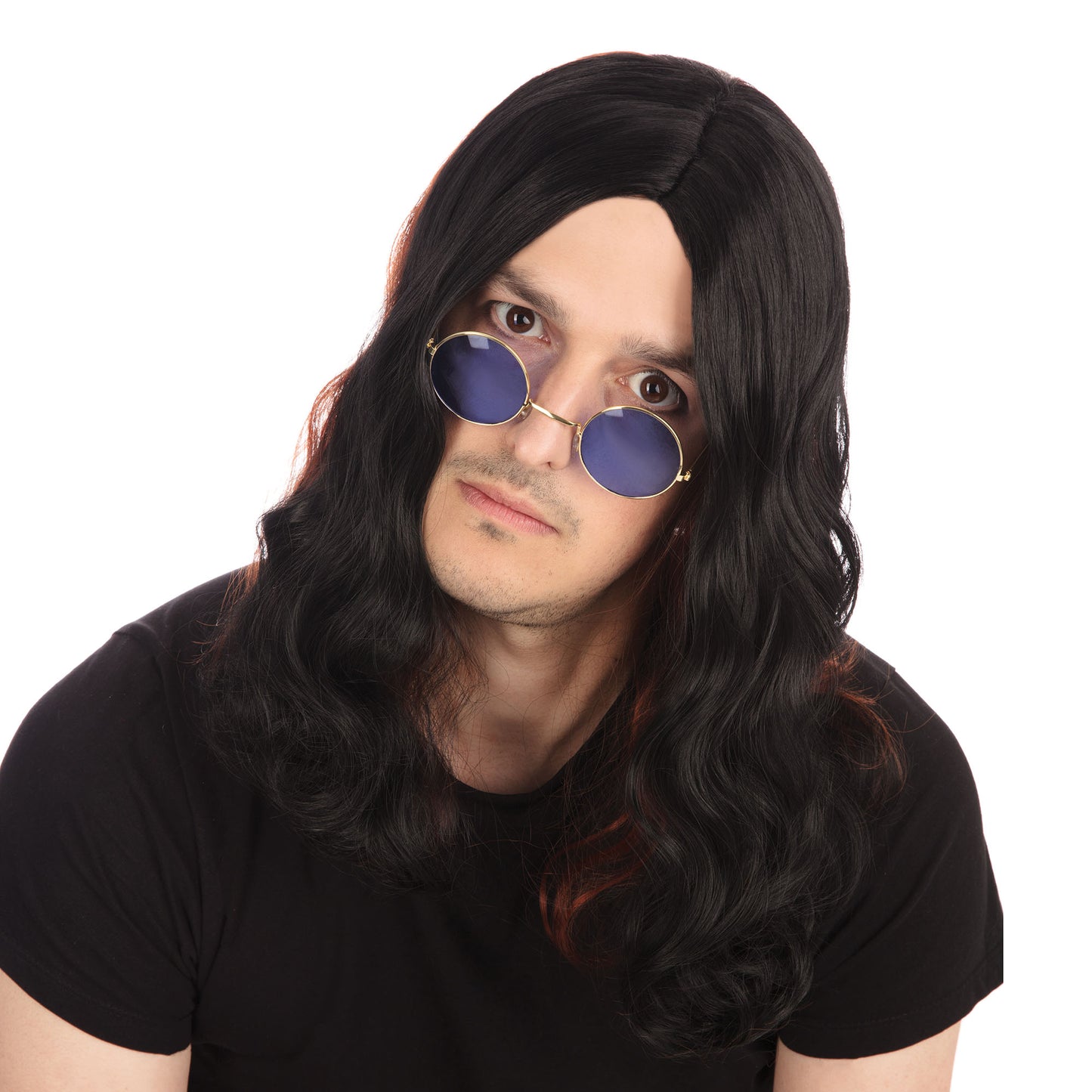 Ozzy Wig Adults Rocker Wig Brown Mens Fancy Dress Costume Accessory
