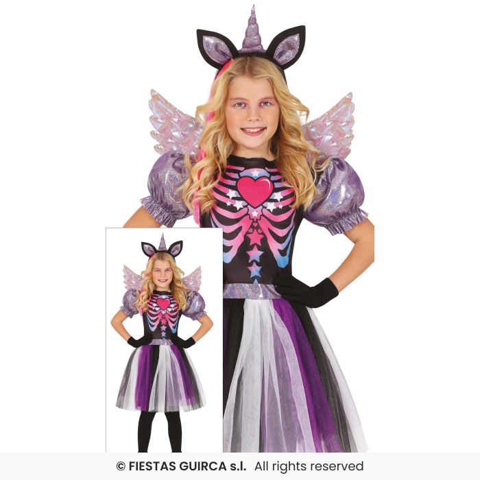 Dark Unicorn Girls Halloween Fairytale Fancy Dress Costume Deluxe Age 3-12