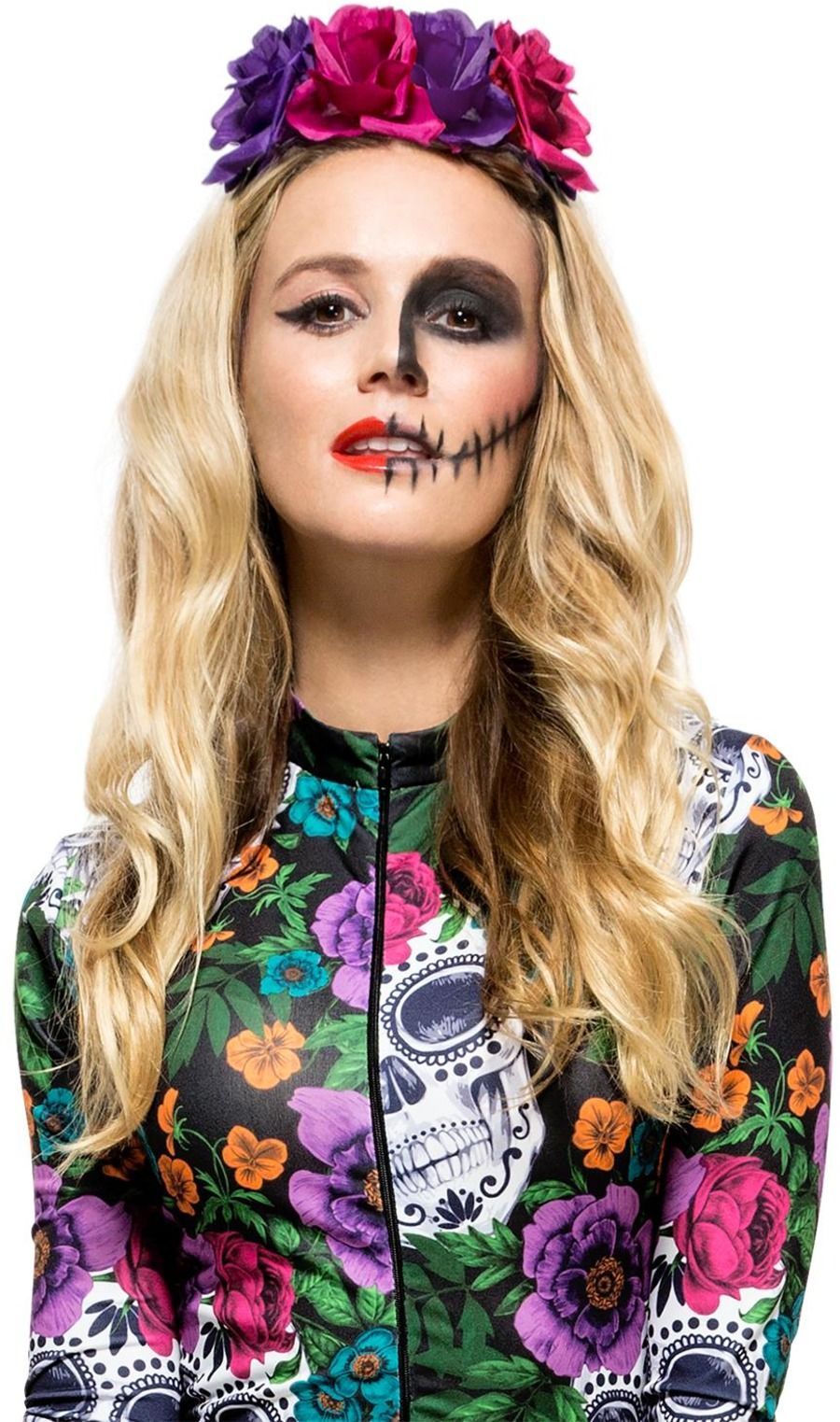 Day of the Dead Rose Headband Halloween Adults Fancy Dress Accessory