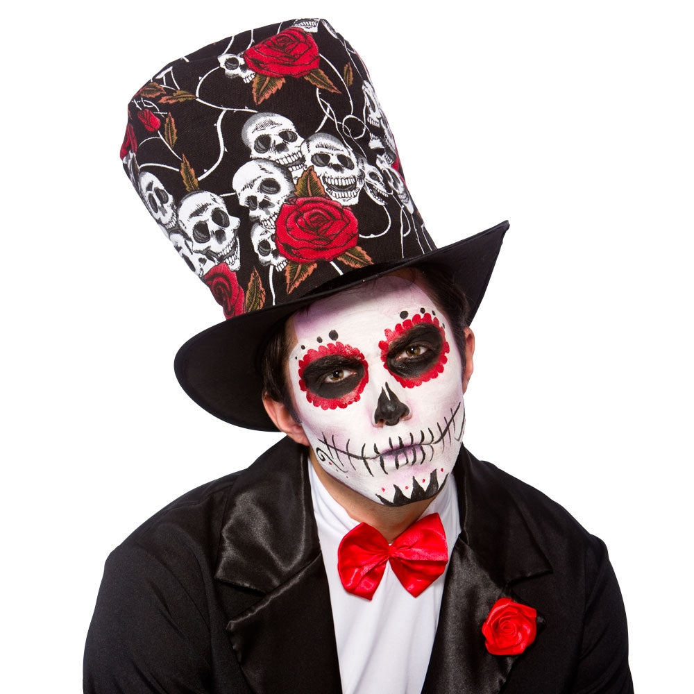 New Adults Day Of The Dead Hat Mens Ladies Halloween Fancy Dress Accessory