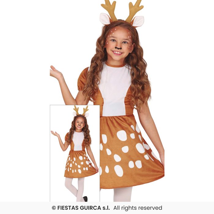Reindeer Dress Girls Costume Nativity Play Fancy Dress Outfit Rudolph Kids Age 3-12