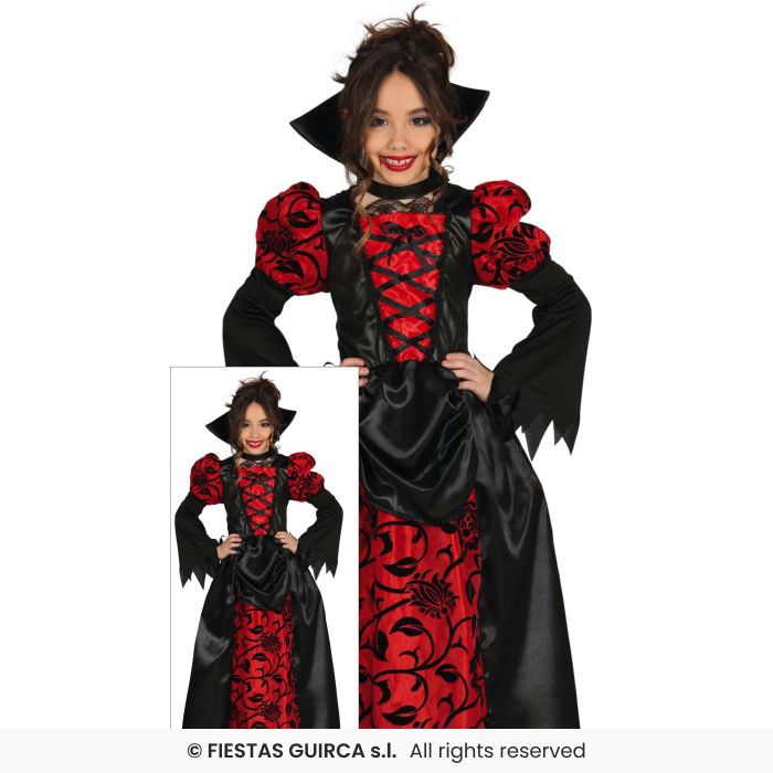 Girls Deluxe Victorian Vampiress Halloween Vampire Fancy Dress Outfit Kids Age 3-12