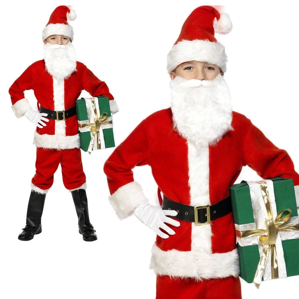 Childrens Deluxe Santa Costume Boys Father Christmas Kids Fancy Dress New