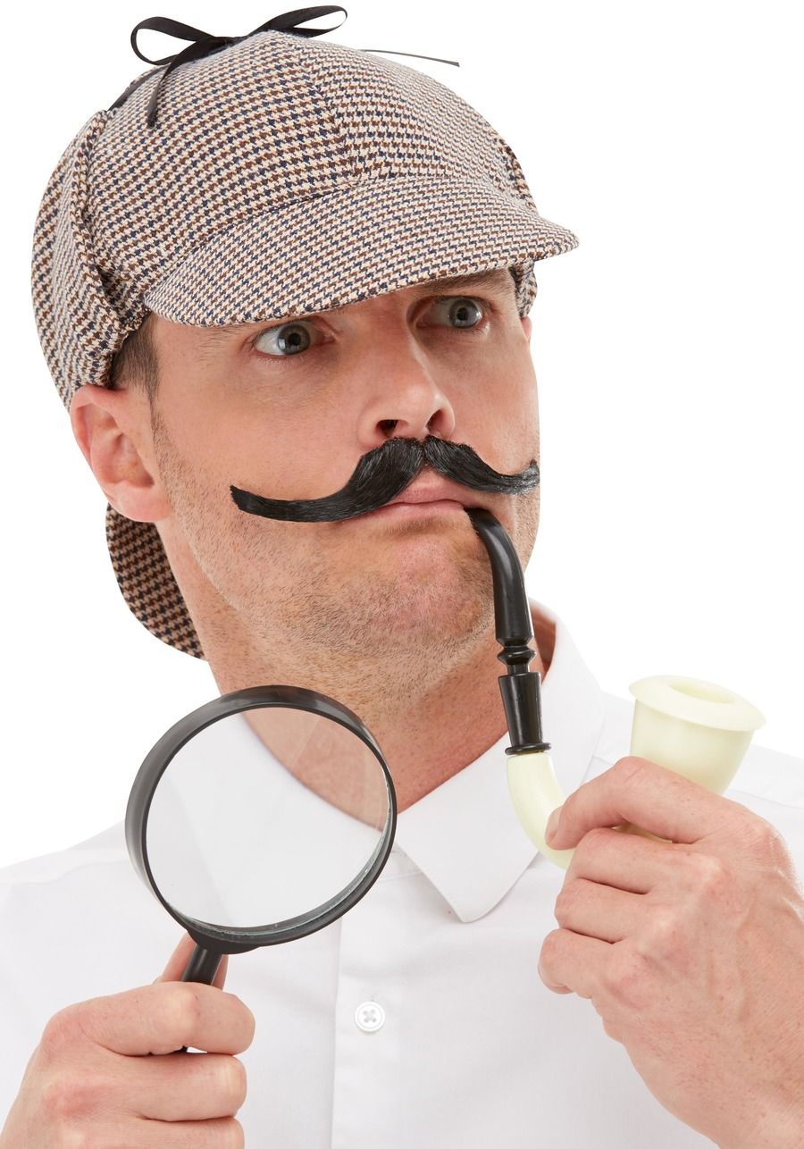 Sherlock Holmes Fancy Dress Detective Kit Adults Detectives Pipe Hat + Glass
