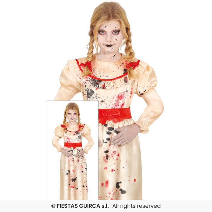 Devil Killer Doll Costume Girls Horror Film Megan Fancy Dress Outfit Halloween Girls Age 3-12