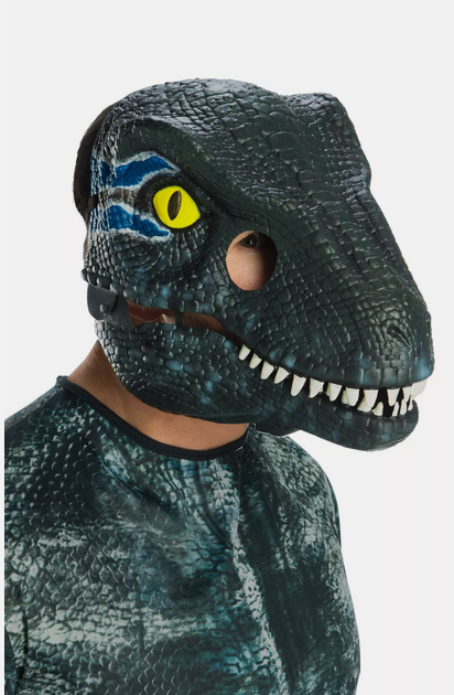Velociraptor Blue Movable Jaw Mask Adults Dinosaur Mask Fancy Dress