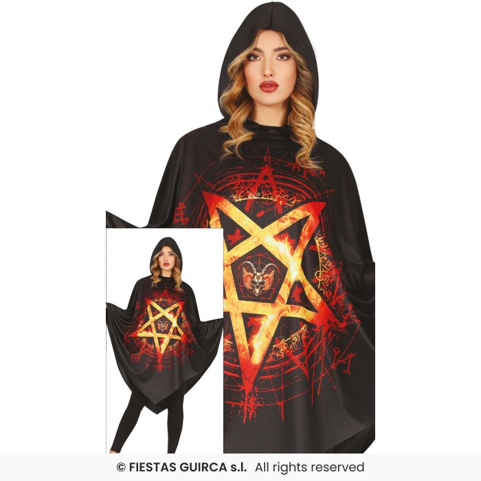 Diabolic Poncho Ladies Satanic Witch Poncho Fancy Dress Devil One Size