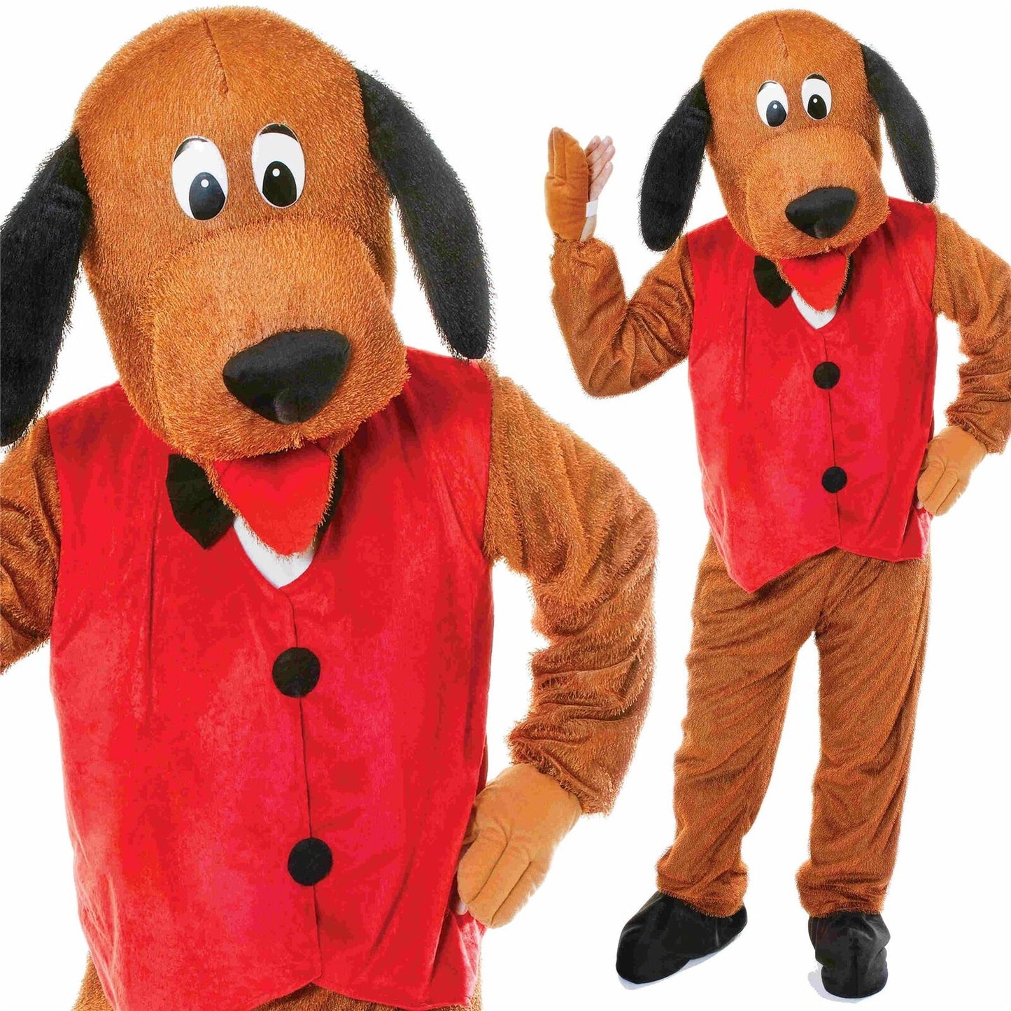 Big Head Animal Mascot Dog Costume With Waistcoat Fancy Dress Puppy Outfit