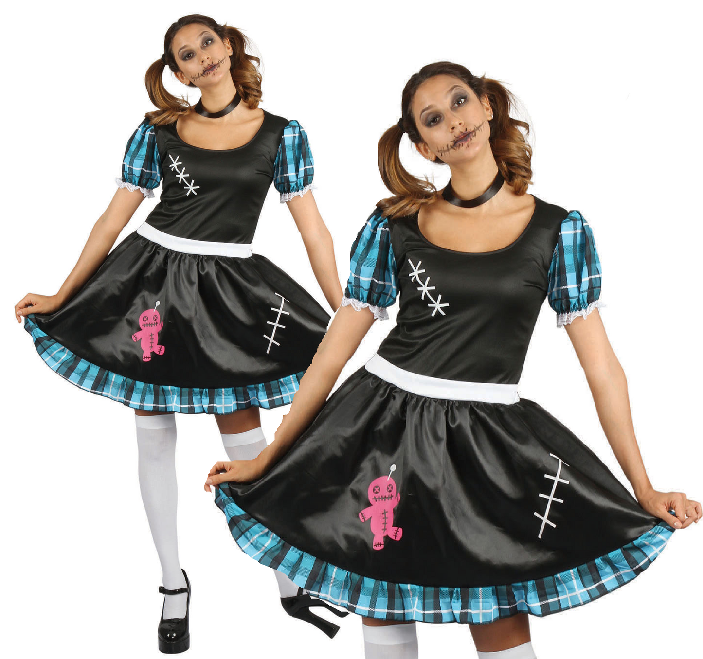 Voodoo Lady Adults Demon Zombe Doll Ladies Fancy Dress Halloween Costume UK 10-14