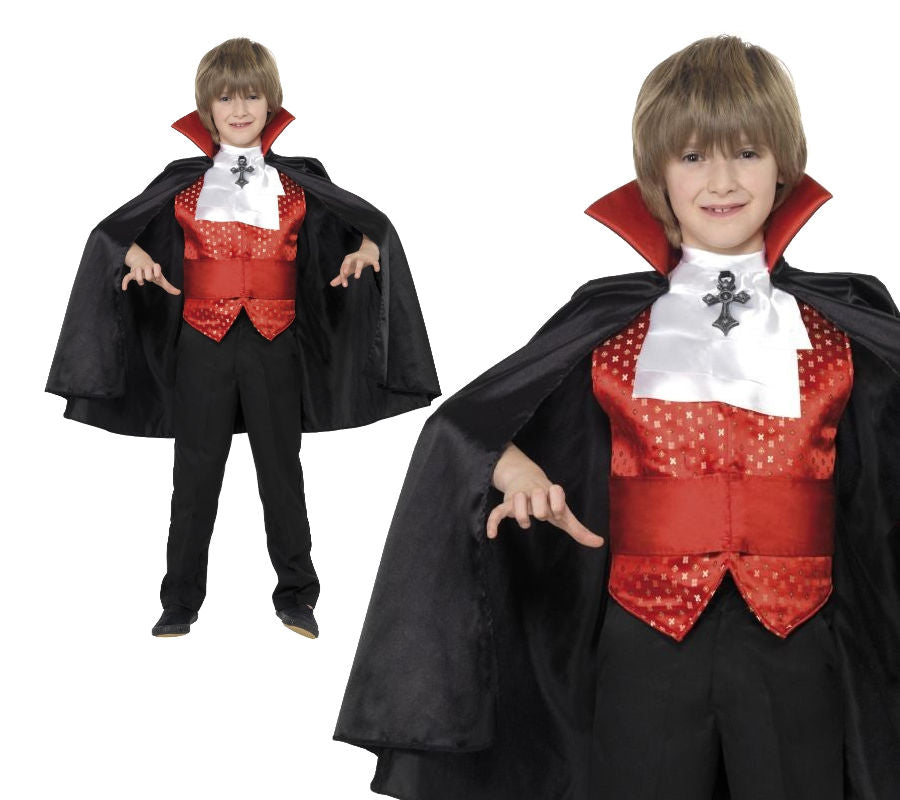 Boys Dracula Costume Kids Childrens Vampire Halloween Fancy Dress Age 4-12