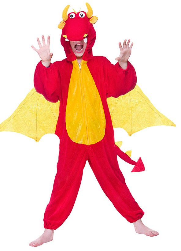 Fire Dragon Costume Kids Red Dragon Mythical Creature Fancy Dress Outfit