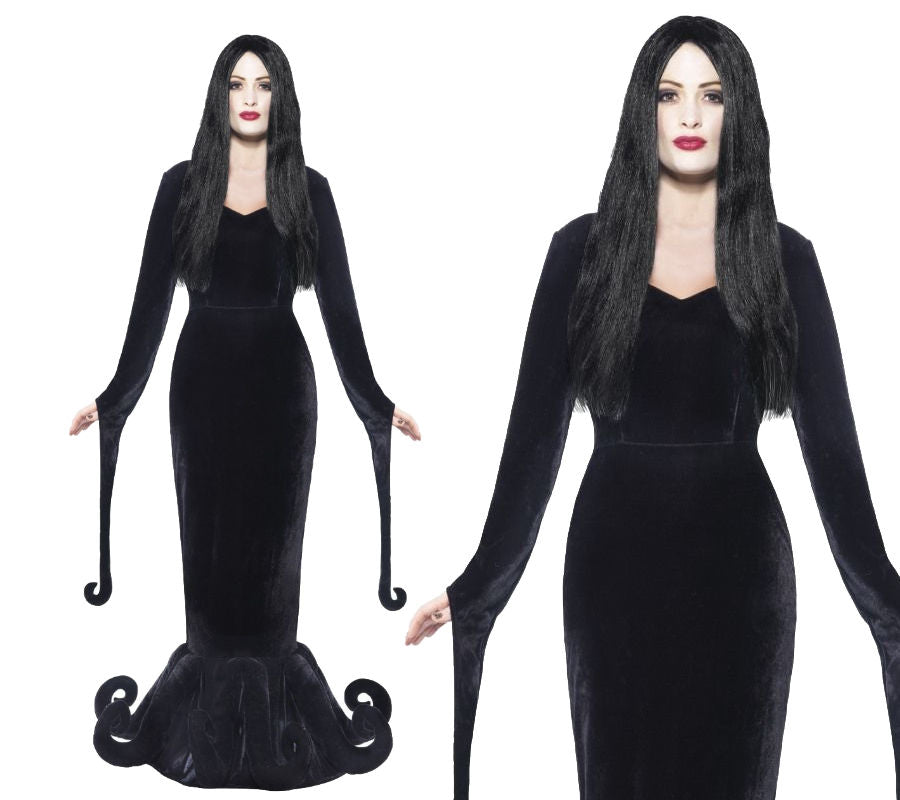 Morticia Costume Adult Duchess of the Manor Halloween Fancy Dress S-L