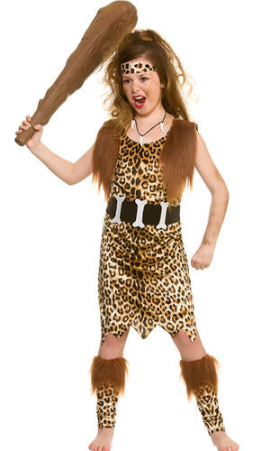 Girls Tarzan Fancy Dress Costume Cave Girl Stone Age Kids Jungle Age 5-13