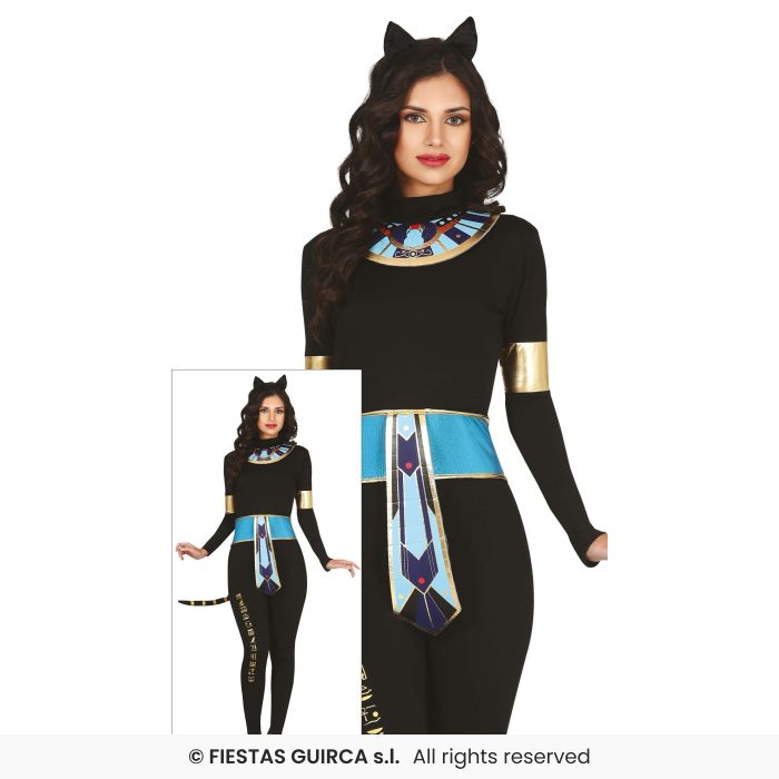 Egyptian Cat Cleopatra Costume Ladies Deluxe Historical Fancy Dress Outfit S-XL