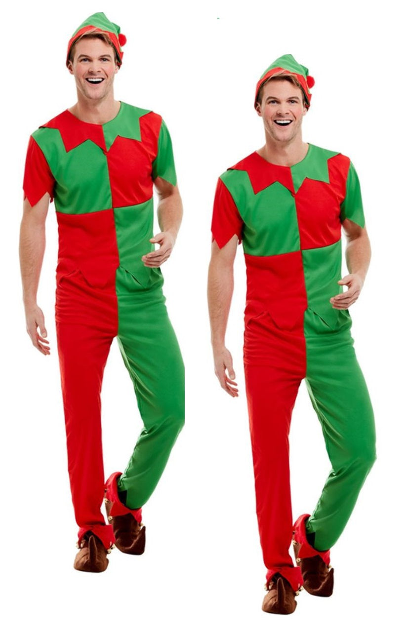 Elf Costume Unisex Men Adult Christmas Fancy Dress Santa Helper Xmas M-XL