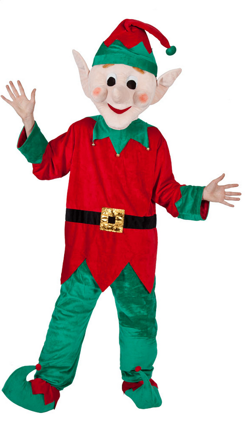 Mascot Santas Helper Elf Costume Christmas Deluxe Even Fancy Dress Outfit