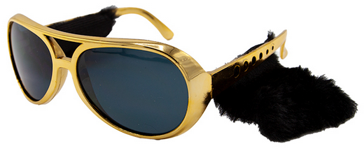 Rock And Roll King Glasses 50s Gold Glasses With Black Sideburns Fancy Dress