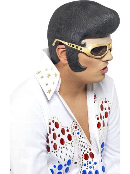 Latex Elvis Headpiece Mens Licensed Fancy Dress Accessory Mask
