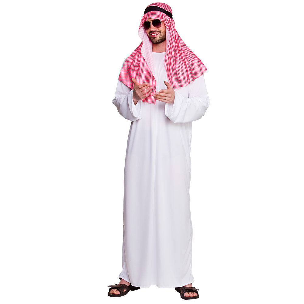 Adult Mens Arab Sheikh Costume Sultan Prince Robe Fancy Dress Outfit M-XL